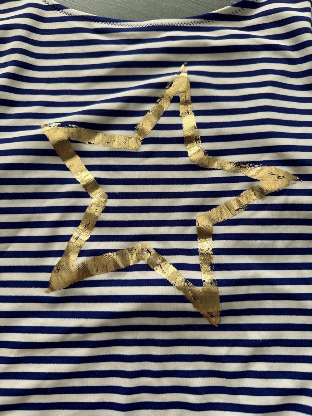 Crewcuts Navy & White Striped One-Piece Swimsuit with Gold Star
